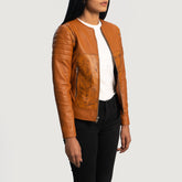 Wyrean Tan Leather Biker Jacket